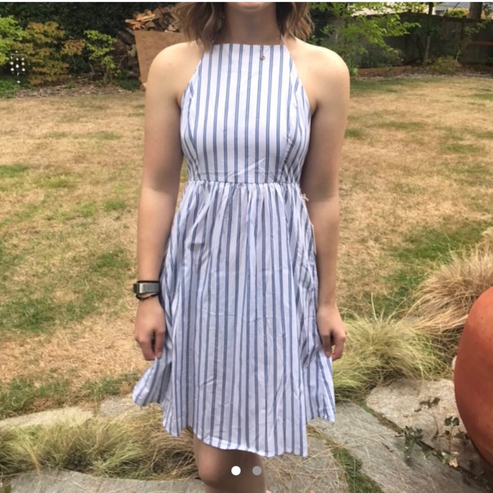 Striped High Neck Summer Dress